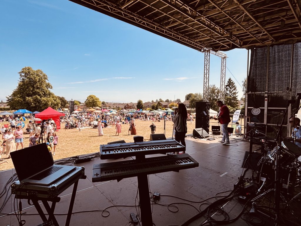 On stage at Picnic in the Park.